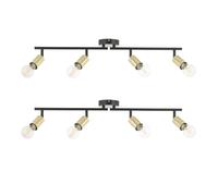 First Choice Lighting Set of 2 Journey - Matt Black Gold 4 Way Adjustable Ceiling Spotlights First Choice Lighting Black