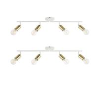 First Choice Lighting Set of 2 Journey - Matt White Gold 4 Way Adjustable Ceiling Spotlights First Choice Lighting White