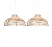 First Choice Lighting Set of 2 Katrina - Rattan Dome Pendant Lightshades in Natural First Choice Lighting Natural