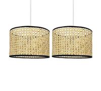 First Choice Lighting Set Of 2 Kona Natural Rattan 25 Cm Easy Fit Pendant Shades