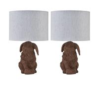 First Choice Lighting Set of 2 Lily - Bunny Table Lamps With Oatmeal Linen Shade in Cream First Choice Lighting Cream