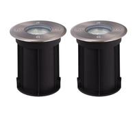firstchoicelighting Set of 2 Stainless Steel Recessed Ground Lights Outdoor Walk Over Lights IP44 Rated LED Compatible