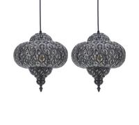 First Choice Lighting Set Of 2 Lucero - Bronze Moroccan Easy Fit Pendant Shades