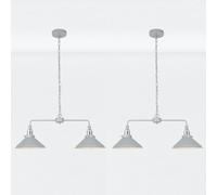 First Choice Lighting Set of 2 Maxwell - Flint Grey Chrome 2 Light Bar Ceiling Pendant Lights First Choice Lighting Grey