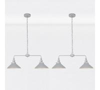 First Choice Lighting Set Of 2 Maxwell - Grey Chrome 2 Light Bar Ceiling Pendant Lights