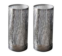 First Choice Lighting Set of 2 Morris - Chrome Woodland 26.5cm Touch Table Lamps in Silver First Choice Lighting Silver