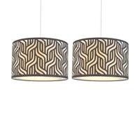 First Choice Lighting Set of 2 Mylo - Black Linen Cut Out 35cm Easy Fit Pendant Shades First Choice Lighting Black