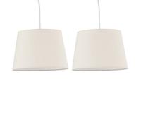 First Choice Lighting Set Of 2 Natural Cotton 23Cm Tapered Cylinder Pendant Or Lamp Shades