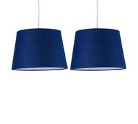 First Choice Lighting Set Of 2 Navy Blue Cotton 23Cm Tapered Cylinder Pendant Or Lamp Shades