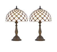 First Choice Lighting Set Of 2 Nicolson - Natural Tiffany 47Cm Jewel Table Lamps