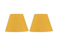 First Choice Lighting Set Of 2 Ochre Cotton 20Cm Diameter Tapered Lamp Shades