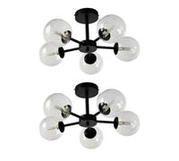 First Choice Lighting Set of 2 Odyssey - Black 5 Light Fittings with Clear Glass Shades First Choice Lighting Black