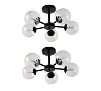 First Choice Lighting Set of 2 Odyssey - Black 5 Light Fittings with Clear Glass Shades First Choice Lighting Black