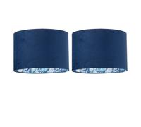 Set of 2 Parrot - Velvet Blue Parrot Design 30cm Pendant or Table Lamp Shades First Choice Lighting Navy One Size