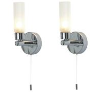 First Choice Lighting Set of 2 Polished Chrome IP44 Bathroom Pull Cord Wall Lights in Silver First Choice Lighting Silver