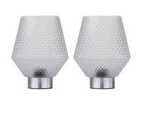 First Choice Lighting Set of 2 Porter - Battery Operated Chrome Lamps Clear Textured Glass in Silver First Choice Lighting Silver