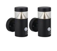 First Choice Lighting Set of 2 Pyramid - Black LED Outdoor Motion Sensor Wall Lights First Choice Lighting Black