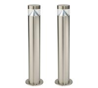 First Choice Lighting Set of 2 Pyramid - Stainless Steel LED Outdoor 50cm Post Lights in Silver First Choice Lighting Silver