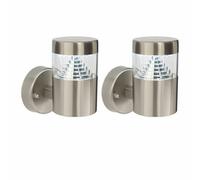 First Choice Lighting Set of 2 Pyramid - Stainless Steel LED Outdoor Wall Lights in Silver First Choice Lighting Silver