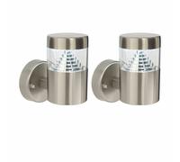 First Choice Lighting Set of 2 Pyramid - Stainless Steel LED Outdoor Wall Lights in Silver First Choice Lighting Silver