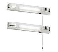 First Choice Lighting Set of 2 Rise - Chrome LED Bathroom Shaver Lights in Silver First Choice Lighting Silver