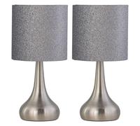 Set of 2 Romana - Brushed Chrome Touch Table with Glitter Shades