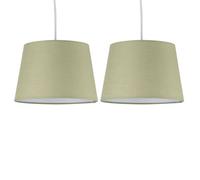 First Choice Lighting Set Of 2 Sage Green 23Cm Tapered Cylinder Pendant Or Lamp Shades