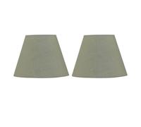 First Choice Lighting Set Of 2 Sage Green Cotton 20Cm Diameter Tapered Fabric Lamp Shades