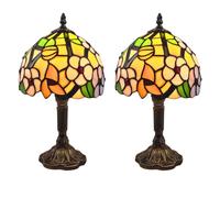 First Choice Lighting Set of 2 Stanley - Tiffany Floral 36cm Table Lamps in Bronze First Choice Lighting Bronze