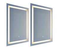 First Choice Lighting Set Of 2 Stewart - Led Bathroom Mirrors 80 X 60Cm Touch Operated