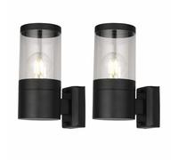 First Choice Lighting Set Of 2 Storm Black Ip44 Outdoor Wall Lights