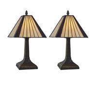 First Choice Lighting Set Of 2 Stratford - Tiffany Coloured Glass 39Cm Table Lamps