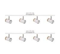 First Choice Lighting Set Of 2 Stratton - White With Wood Detail Four Way Spotlights