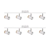 First Choice Lighting Set of 2 Stratton - White with Wood Detail Four Way Spotlights First Choice Lighting White