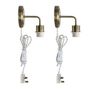 First Choice Lighting Set Of 2 Toby - Antique Brass Plug In Wall Light Fittings Only