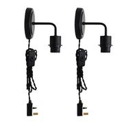 First Choice Lighting Set Of 2 Toby -Black Plug In Wall Light Fittings Only