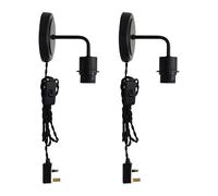 First Choice Lighting Set Of 2 Toby -Black Plug In Wall Light Fittings Only