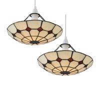 First Choice Lighting Set of 2 Torbay - Tiffany Cream Uplight Easy Fit Pendant Shades First Choice Lighting Multicolor