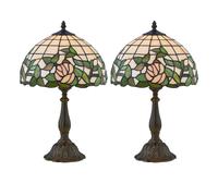 First Choice Lighting Set of 2 Trent - Tiffany Floral 47cm Table Lamps in Bronze First Choice Lighting Bronze