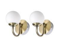 First Choice Lighting Set of 2 Victoria - Antique Brass Globe Bathroom Wall Lights in Bronze First Choice Lighting Bronze