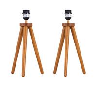 First Choice Lighting Set of 2 Voyage - Dark Oak Wooden Tripod Lamp Bases in Brown First Choice Lighting Brown