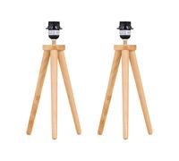 First Choice Lighting Set of 2 Voyage - Light Oak Wooden Tripod Lamp Bases in Brown First Choice Lighting Brown