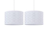 First Choice Lighting Set of 2 White Laser Cut 30cm Pendant Lightshades First Choice Lighting White