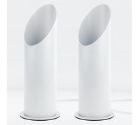 firstchoicelighting Set of 2 Modern White Metal 27cm Table/Floor Standing Uplighter Wall Wash Lamps