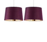 First Choice Lighting Set of 2 Zoey - Burgundy with Gold 28cm Pendant or Lamp Shades First Choice Lighting Burgundy