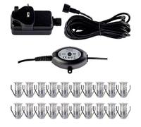Set of 20 - 15mm IP67 Warm White LED Decking Kit with Photocell