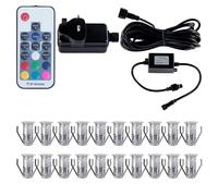 First Choice Lighting Set of 20 - 15mm Stainless Steel IP67 Colour Changing LED Decking Kit in Silver First Choice Lighting Silver