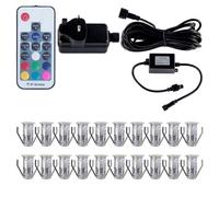 First Choice Lighting Set of 20 - 15mm Stainless Steel IP67 Colour Changing LED Decking Kit in Silver First Choice Lighting Silver