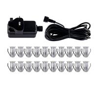 firstchoicelighting Set of 20-15mm LED Decking Plinth Ground Light Kit, Stainless Steel, Warm White 3000K, IP67 Waterproof Recessed Outdoor Garden Bathroom Kitchen