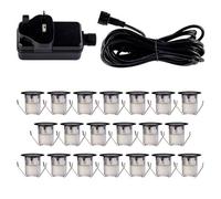 firstchoicelighting Set of 20-30mm LED Decking Plinth Ground Light Kit, Black Bezel, Cool White 6500K, IP67 Waterproof Recessed Outdoor Garden Bathroom Kitchen